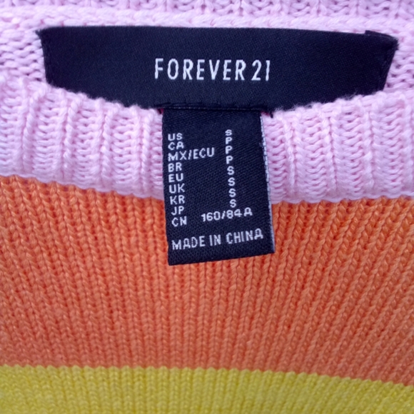 Forever 21 Pastel Rainbow 🌈 Striped L/S Pullover Crewneck Knit Sweater Smalll - Picture 6 of 6